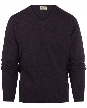 William Lockie V-Ausschnitt-Pullover aus Lammwolle | Holunderbeere