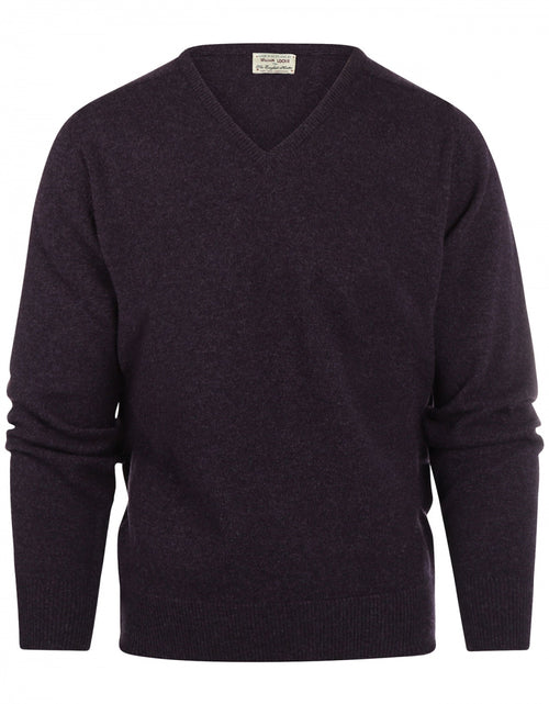 William Lockie V-Ausschnitt-Pullover aus Lammwolle | Holunderbeere