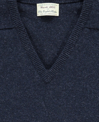 Pullover Lamswol dutch fit v-hals | Oxford Blue