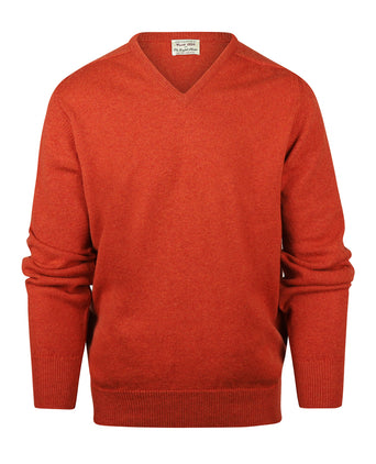 Pullover Lamswol dutch fit v-hals | Bruin