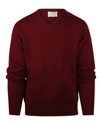 Pullover Lamswol dutch fit v-hals | Bordeaux