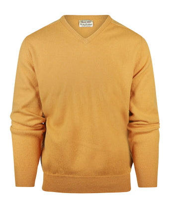 Pullover Lamswol dutch fit v-hals | Harvest Gold