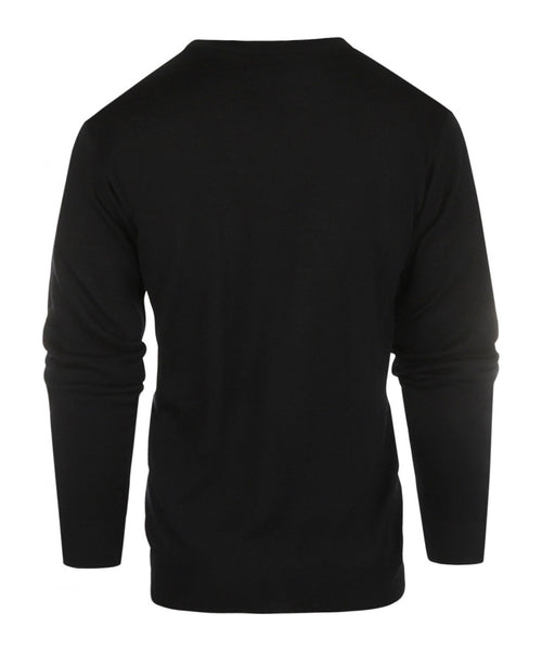 Merinowollpullover mit V-Ausschnitt | Schwarz