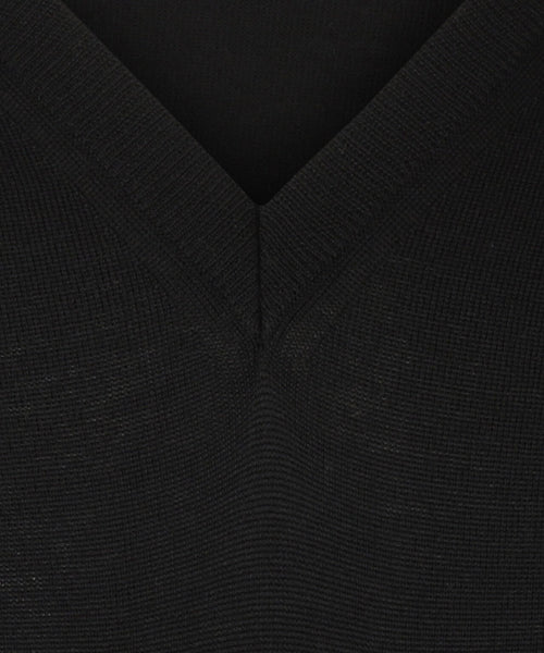 Merinowollpullover mit V-Ausschnitt | Schwarz
