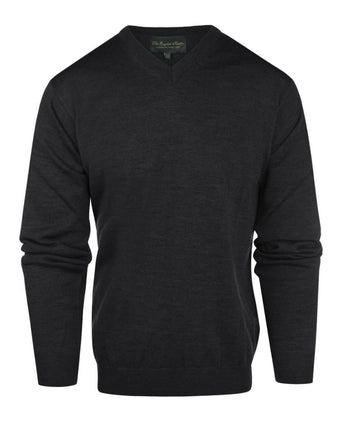 Pullover merino wol v-hals | Charcoal