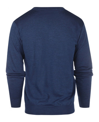 Merinowollpullover mit V-Ausschnitt | Blau