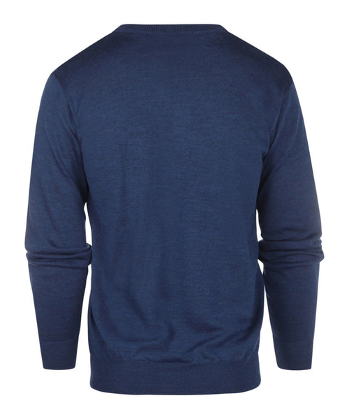 Merinowollpullover mit V-Ausschnitt | Blau