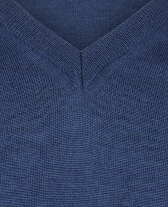 Merinowollpullover mit V-Ausschnitt | Blau