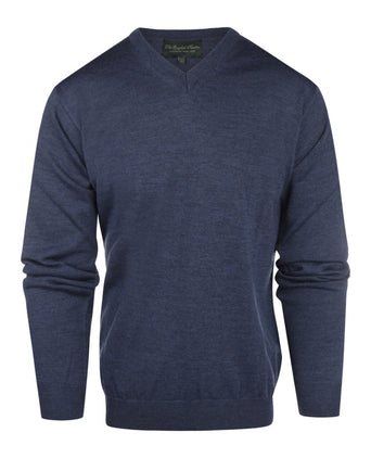 Pullover merino wol v-hals | Light Indigo