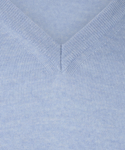 Pullover merino wol v-hals | Licht Blauw