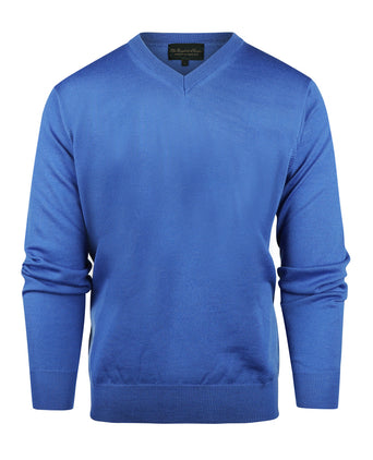 Merinowollpullover mit V-Ausschnitt | Blau
