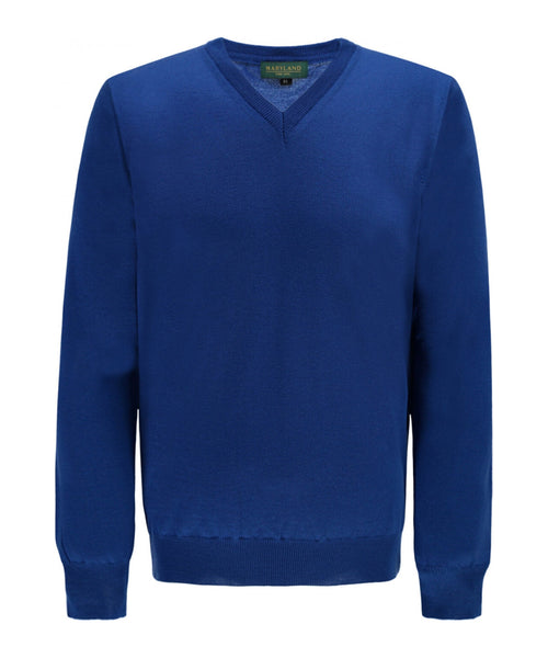 Pullover merino wol v-hals | Kobalt