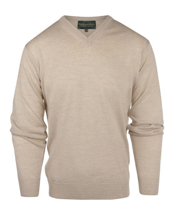 Pullover aus Merinowolle mit V-Ausschnitt | Beige
