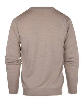 Pullover merino wol v-hals | Donker Beige