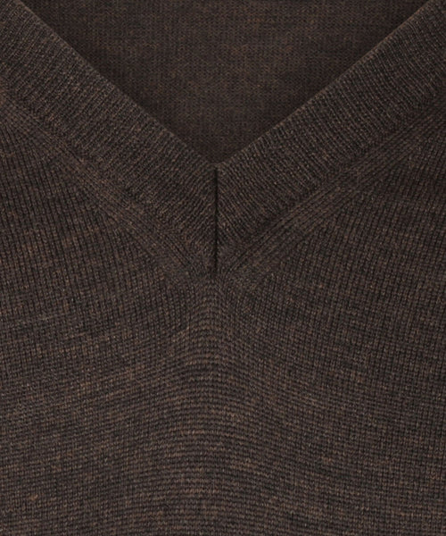 Merinowollpullover mit V-Ausschnitt | Dunkelbraun