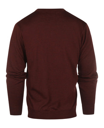 Pullover merino wol v-hals | Bordeaux