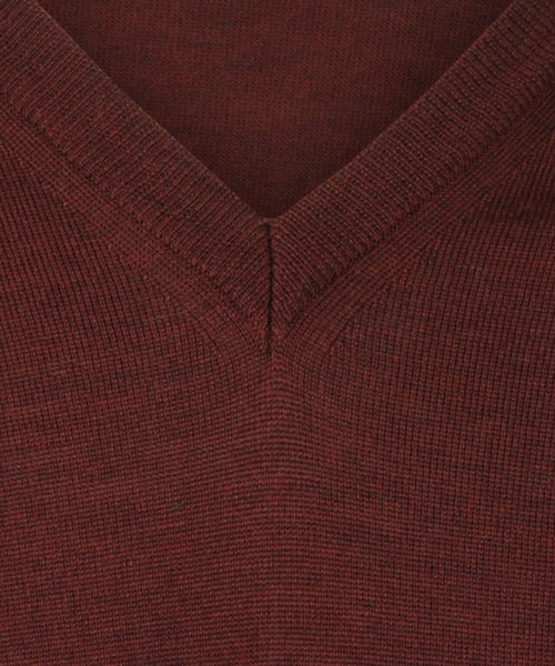 Pullover merino wol v-hals | Bordeaux