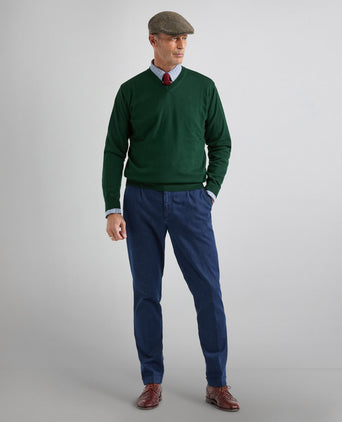 Pullover merino wol v-hals | Groen