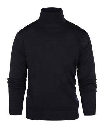 Rollkragenpullover aus Merinowolle | Marineblau
