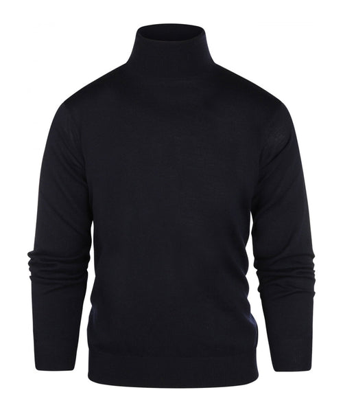 Rollkragenpullover aus Merinowolle | Marineblau