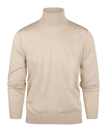 Rollkragenpullover aus Merinowolle | Beige