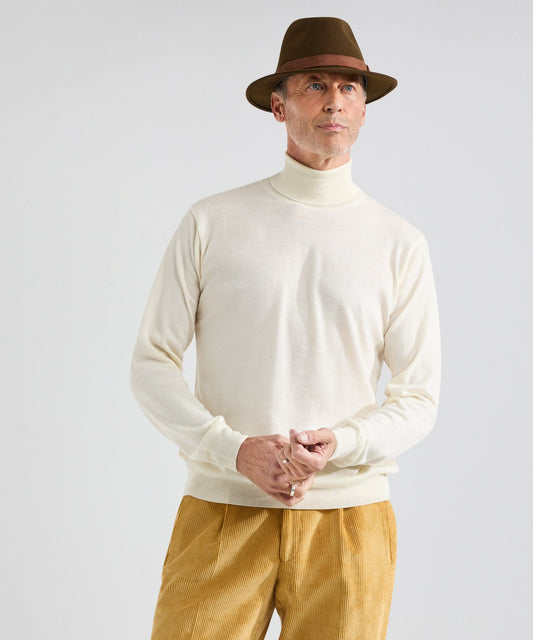 Rollkragenpullover aus Merinowolle | Weiße Wolle