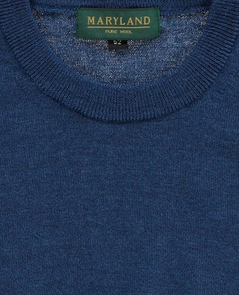 Merinowollpullover mit Rundhalsausschnitt | Blau