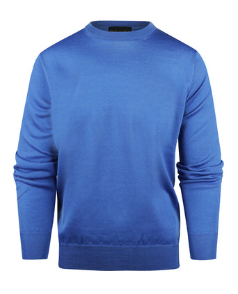 Merinowollpullover mit Rundhalsausschnitt | Blau
