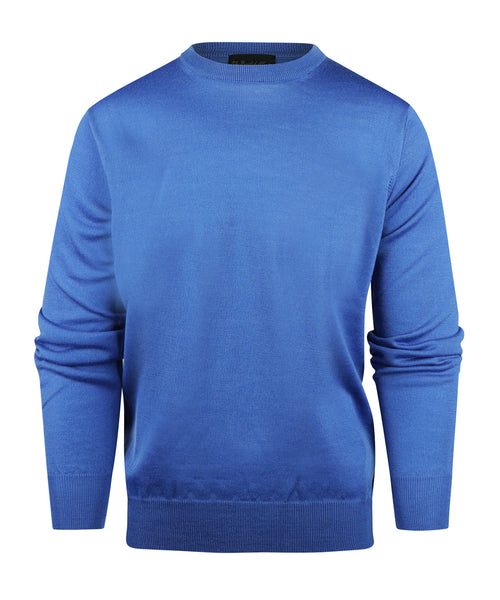 Merinowollpullover mit Rundhalsausschnitt | Blau