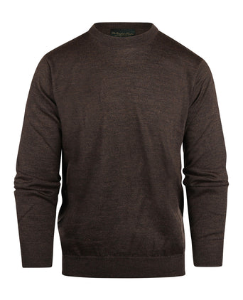 Pullover Merino wol ronde hals | Donker Bruin