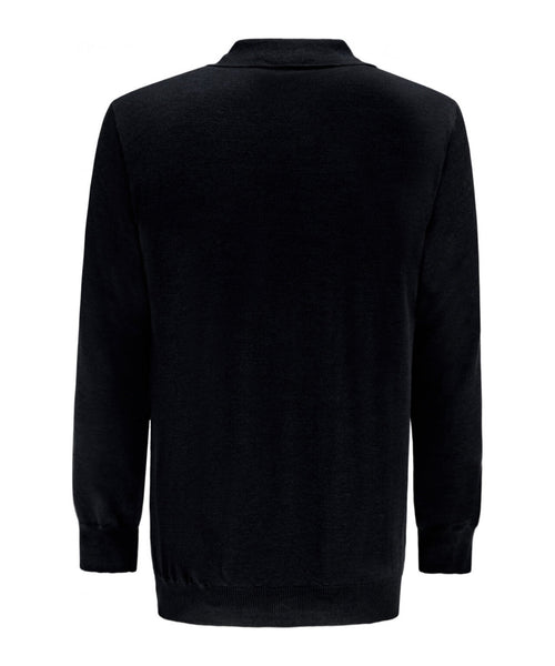 Pullover polo merino wol | Zwart