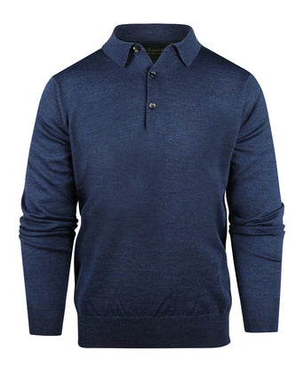 Polo-Pullover aus Merinowolle | Blau