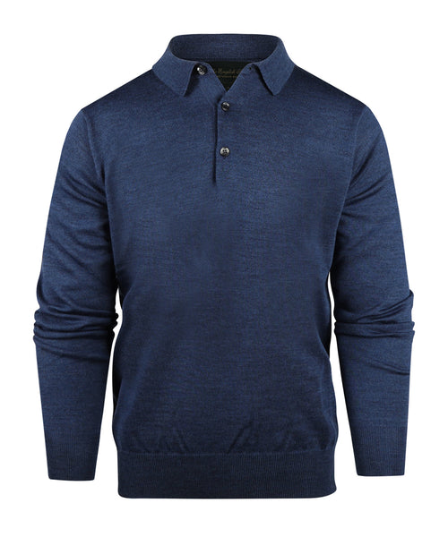 Polo-Pullover aus Merinowolle | Blau