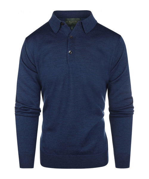 Pullover polo merino wol | Blauw