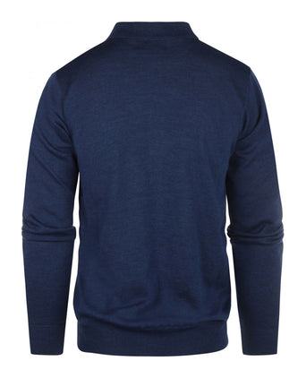 Polo-Pullover aus Merinowolle | Blau