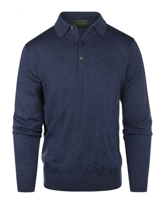 Pullover polo merino wol | Light Indigo