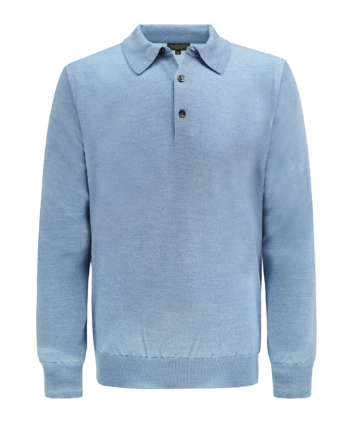 Polo-Pullover aus Merinowolle | Hellblau