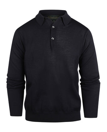 Polo-Pullover aus Merinowolle | Marineblau