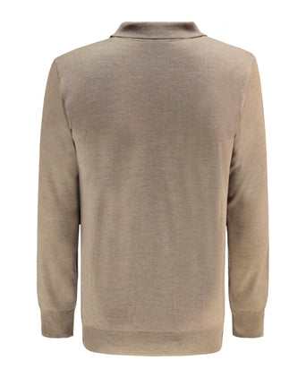 Pullover polo merino wol | Donker Beige