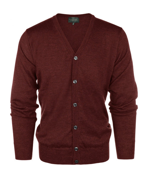Cardigan mit Knöpfen, feine Merinowolle | Bordeaux