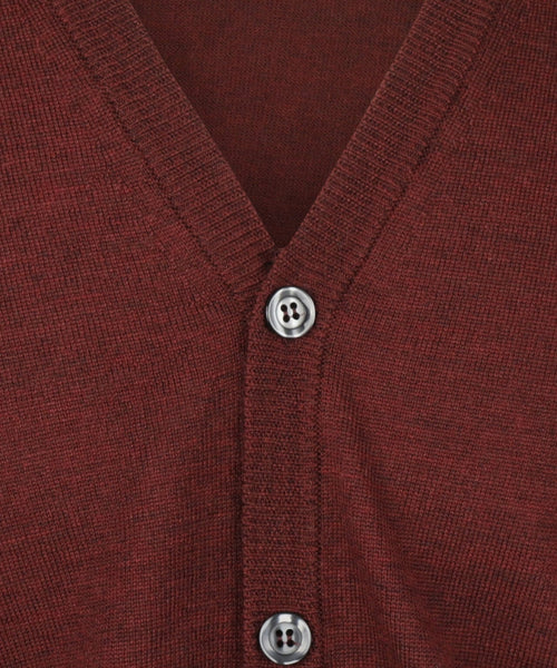 Cardigan mit Knöpfen, feine Merinowolle | Bordeaux