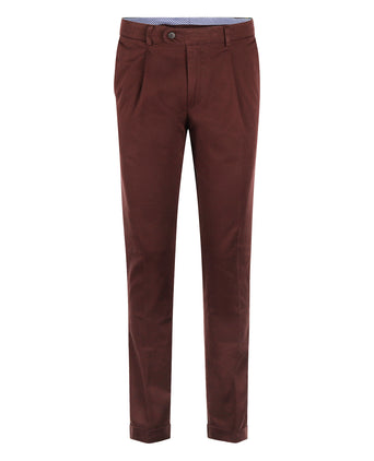 Pantalon Blackpool Bandplooi met Omslag | Bordeaux Rood