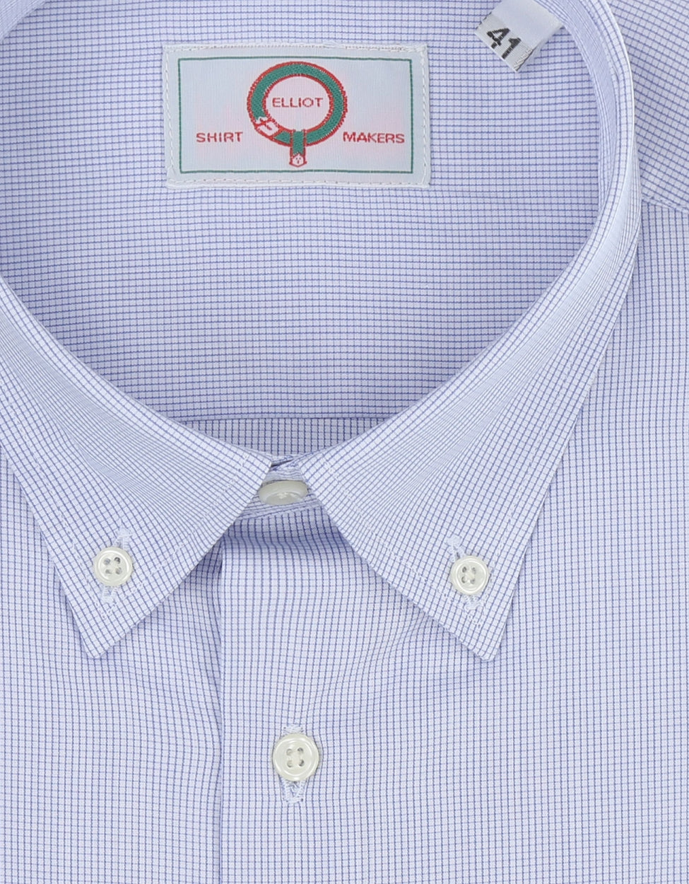 Shirt Button Down | Mid Blauw Ruit Micro