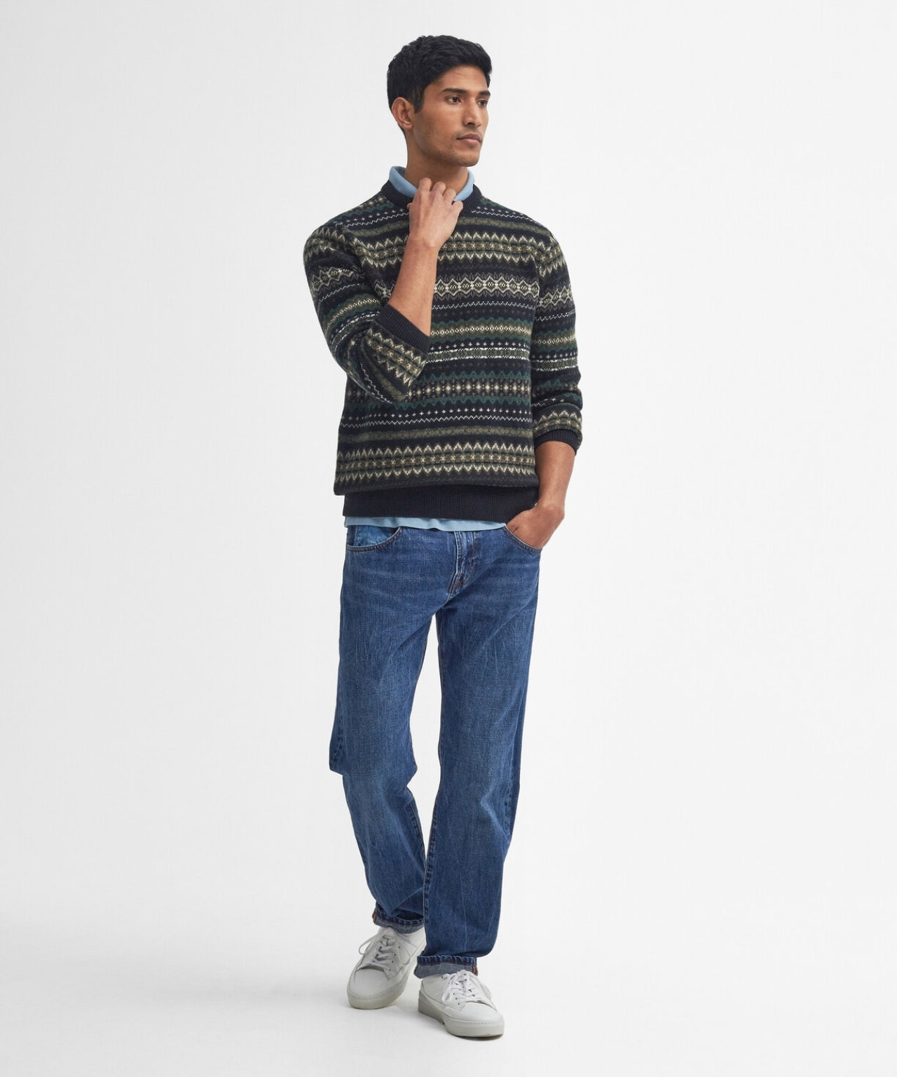 Barbour Fairisle Pullover mit Rundhalsausschnitt | Schwarz