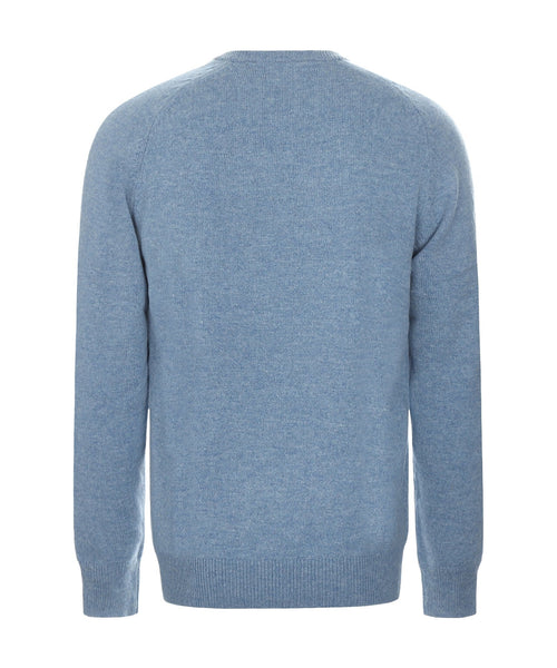 Klassischer Lammwollpullover mit V-Ausschnitt | Blau