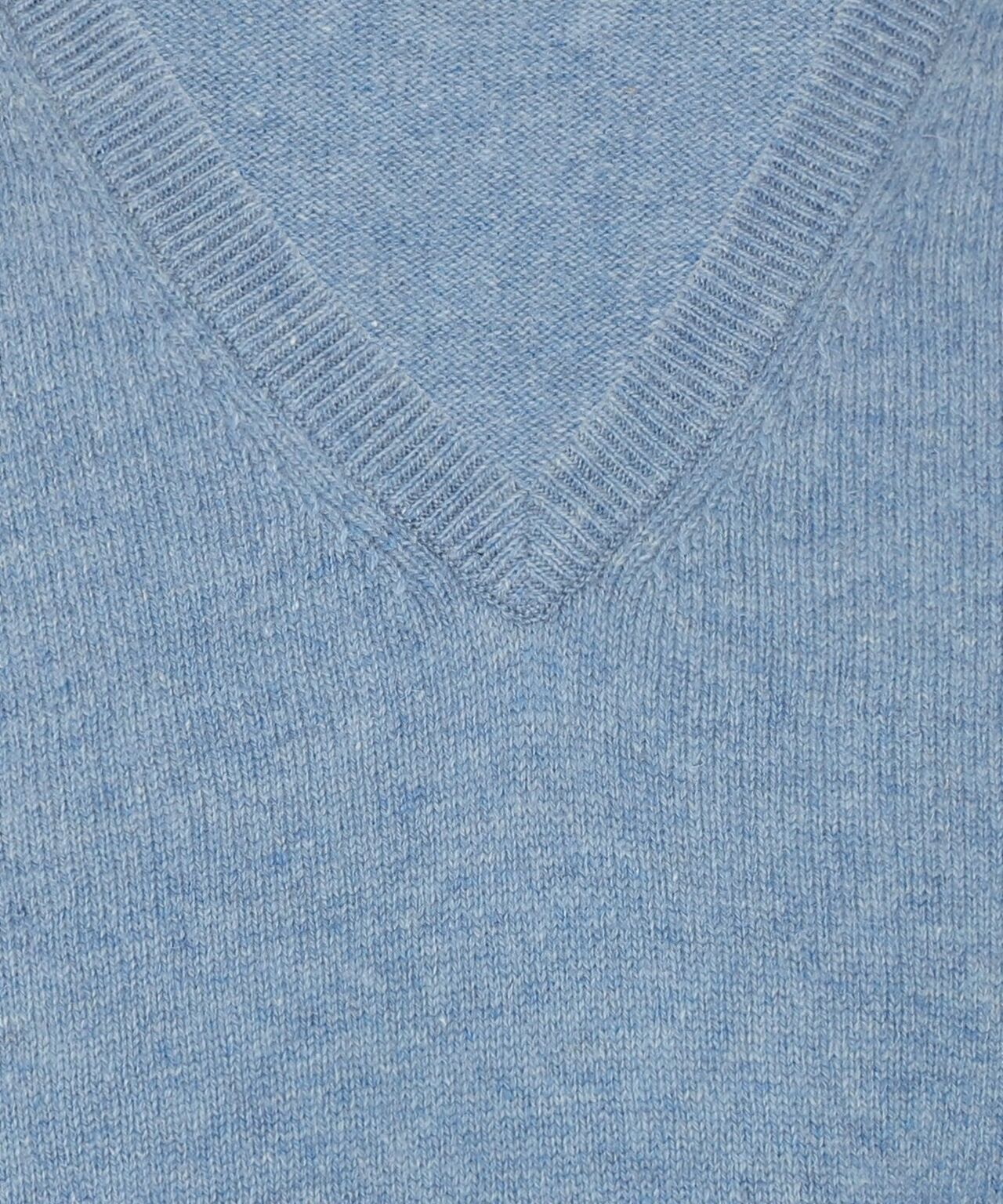 Klassischer Lammwollpullover mit V-Ausschnitt | Blau