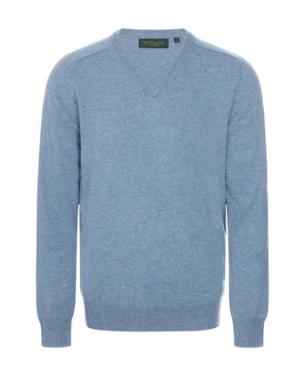 Pullover klassiek Lamswol v-hals | Blauw