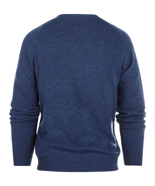 Klassischer Lammwollpullover mit V-Ausschnitt | Blau