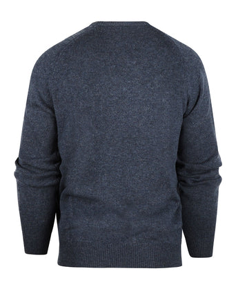 Klassischer Lammwollpullover mit V-Ausschnitt | Denimblau