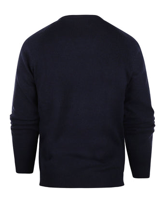 Klassischer Lammwollpullover mit V-Ausschnitt | Marineblau
